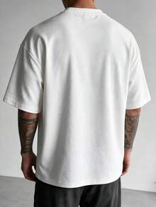 Men's Short Sleeve Henley Collar Polo Shirt, Breathable Knit Fabric, Slim Fit Casual Solid Color Basic Top - White - View 6