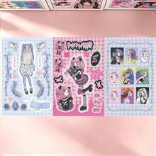6 Peças Conjunto de Adesivos de Menina Cartoon, [Adesivos Decorativos de Menina Cartoon Doce & Legal] - Adesivos Decorativos Fofos e Altamente Atraentes para Scrapbooking e Planejador - Adequado para Scrapbooks, Planejadores, Decoração de Garrafas de Água - Compatível com a Série de Adesivos Decorativos Felizes, Adesivos Fofos, Decoração de Planejador, Design Criativo, Padrões Coloridos, Suprimentos de Scrapbooking, Adesivo Durável, Artesanato Feito à Mão - Multicolorido - Visão 12