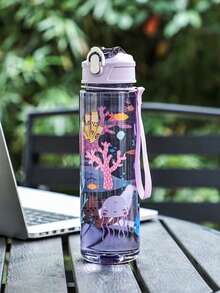 1pc Cute Cartoon Water Bottle, 800ml/27oz Sports Water Bottle, Leak-Proof, With Pop-Up Lid, Handle, Suitable For Fitness, Running, Gift For Her, Birthday Gift, Portable And Fashionable Mother's Day Gift, Do Not Use Hot Water Above 60°C - Multicolor - View 11