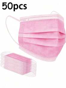 200/100/50/25/1pc Disposable Face Masks, 3 Colors Available, Skin-Friendly & Soft, 3-Layer Protection, Elastic Ear Loops - Ideal For Home, School, Office, Outdoor And Camping! - Multicolor - View 12