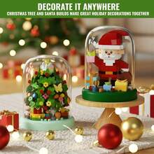300pcs+ Christmas Building Blocks Set, Santa Claus & Christmas Tree Mini Assembly Kit With Display Case, Holiday Decoration, Cute Desktop Ornament, DIY Assembly Toy, Suitable For Family Birthday & Christmas Gift - Multicolor - View 7
