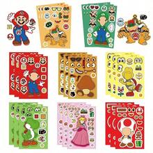 SUPER MARIO BROS. 1set/8pcs Anime . Puzzle Sticker Game Kawaii Makes A Face Sticker Cute Cartoon DIY Puzzle Toy Sticker, The Perfect Holiday Gift For Boys And Girls(Stochastic Style) - Multicolor - View 8