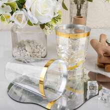 20pcs Gold Rimmed 200ml Cup, Reusable, Ideal For Wedding, Thanksgiving, Christmas, Halloween Parties - Gold - View 6