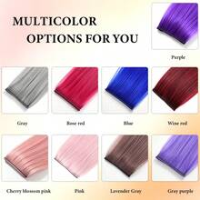 8 Inch Colored Clip‑In Highlight Hair Extensions, Invisible Straight Synthetic Hairpiece For Women, Heat Resistant, Easy Wear For Halloween, Cosplay, Festival & Daily Use, 1‑Piece - Multicolor - View 7