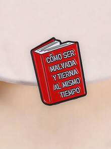 QIHOO 1PC Red Book Shape Enamel Brooch Pin Funny Spanish Slogan Lapel Badge Aesthetic Decor Pin For Clothing Backpack - Multicolor - View 3