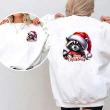 1/2/3pcs Christmas Hat Raccoon Heat Transfer Iron-On Patch Christmas Holly Merry Christmas Iron-On Sticker DIY Decoration T-Shirt Sweatshirt Pillow Fabric Bag - Multicolor - View 5