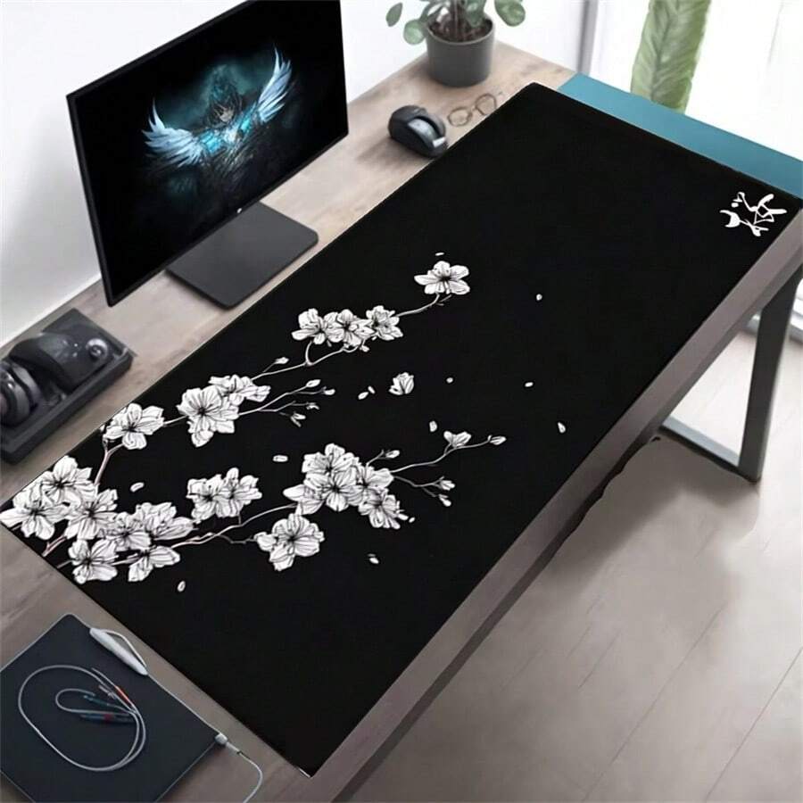 Mousepad de Flor de Cerejeira Grande para Teclado Gamer Estendido ...