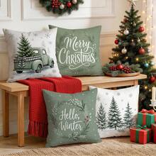 4pcs/1pc Christmas Snowflake Christmas Tree Pattern Pillow Case, Single-Sided Printed Pillow Case, Suitable For Living Room Bedroom Home Decor, All Season Pillow Case - Multicolor - View 6