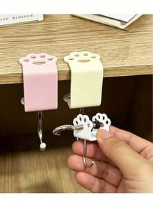 Non-Drill Desk Edge Hook, Macaron Color Cat Paw Hook, Adjustable Bag Hook, Side Hook, Detachable & Movable Student Backpack Hook, Desktop Student Desk Storage, Cute Cartoon, Strong Load-Bearing - View 7