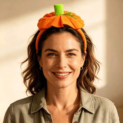 1pc Halloween Pumpkin Headband, Halloween Party Hair Accessory, 3D Pumpkin Headpiece Halloween Decoration Prop, Random Style