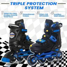 Inline Skates For Boys And Girls Youth, 4 Size Adjustable Roller Skates With PU Flashing Wheels, Aggressive Inline Skates High Performance For Kids Age 6-12 - Blue - View 4