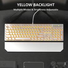 MageGee - STORM Punk Wired Mechanical Keyboard, 104 Tombol, Saklar Biru, Tutup Tombol Bulat Retro dengan Sandaran Pergelangan Tangan Magnetik, Anti-Ghosting, Lampu Latar Warna Solid/Pelangi yang Dapat Diatur, Tersedia Berbagai Warna, Cocok untuk PC/Laptop/Rumah/Gaming/Hadiah - View 5