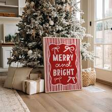 1pc Frameless Festive Red Pink Christmas Print Wall Art Dorm Gift - Multi-color - View 3
