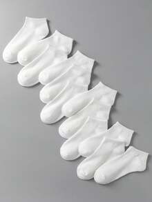 1/12 Pairs White Flat Minimalist Versatile Breathable Odor-Resistant Women's Short Socks - White - View 3