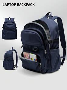 Nueva mochila, mochila para portátil, adecuada para portátiles de 14-15.6 pulgadas, unisex, ligera y duradera, bolsillos multifuncionales, mochila de gran capacidad para universidad y exteriores, mochila de viaje, mochila de senderismo, mochila casual ligera para uso diario, con compartimento para portátil, mochila multifuncional de moda, adecuada para trabajo, negocios y uso universitario, múltiples colores disponibles - Multicolor - Ver 11