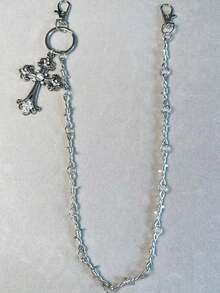 1pc Punk Style Chain Cross, Hip Hop Ins Minimalist Waist Chain, Suitable For Halloween Costume Keychain Wallet Bag Charm - Multicolor - View 1