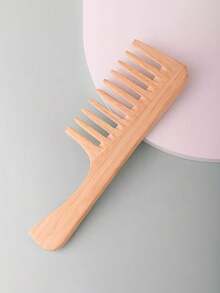 1pc Wide-Tooth Bamboo Wood Hair Comb, Nano Bamboo Wide-Tooth Comb For Detangling And Styling - Multicolor - View 2