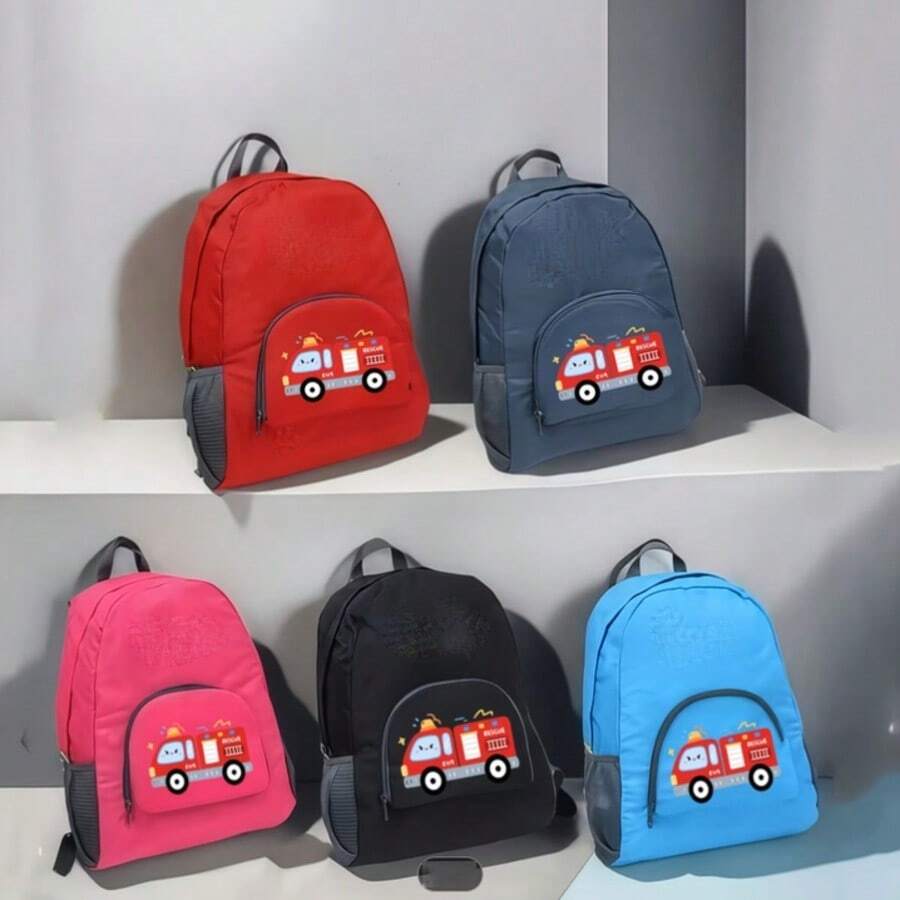 1pc Multifunctional Large Capacity Backpack, Car Design, Suitable For Hiking, Outdoor Activities, Fitness, School And Travel, Lightweight, Foldable, Equipped With Dual Zippers And Printed Design, Large Capacity Storage Bag - Multicolor - View 1