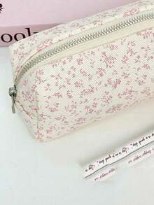 1pc Pink Pencil Case, Ins Style Stationery Storage Bag, Multi-Functional Cosmetic Organizer, Cute Multi-Purpose Storage Pouch, Pencil Box, Suitable For School, Stationery, Cosmetics, Skincare, Lipstick, Brushes, Coins, Small Items, Back To School Season - Multicolor - View 4