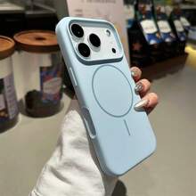 奢華液態矽膠磁吸軟手機殼，適用於 iPhone 18 Pro Max 17 16 15 14 13 12 11 Pro Max Plus，支援無線充電，防震保護殼，簡約風格，適合送給女性與男性的禮物 - 晴空藍 - 查看 6