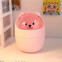 1PC Desktop Trash Can, Mini Flip Lid Household Waste Paper Basket, Cute DIY Girl Style Paper Bin, Covered Office Storage Box, Can Be Used As Pen Holder - Multicolor - View 16