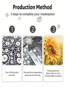 Pearl Painting With Sunflower Pattern Design Diy Handmade Sticky Diamond Creative Diamond Painting Kit With Tools And Pearl Diamond Bag Suitable For Home, Office Decoration, Gift For Handicraft Lovers, Unframed - A - View 6