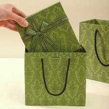 1/5/10 Peças Sacolas de Presente Verdes com Alças e Laços, Adequadas para Casamentos, Chás de Panela, Festas, Natal, Ação de Graças, Ano Novo, Aniversários, Dia dos Namorados, Madrinhas, Reuniões de Amigas - multicolorido - Visão 10