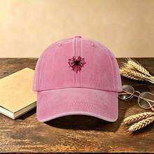 1pc Spider Web Embroidered Washed Baseball Cap Vintage Distressed Soft Crown Adjustable Casual Sun Hat For Men Women - Multicolor - View 3