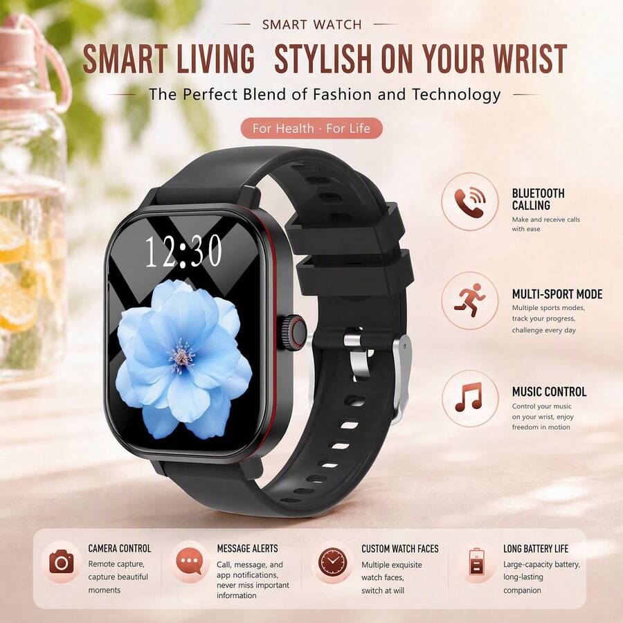 ZhiKexing Smart Watch dengan Layar HD 2,01 Inci, Kontrol Kamera, Pemutaran Musik, Panggilan Nirkabel, Berbagai Mode Olahraga, Pengingat Gaya Hidup Sedentari, dan Fungsi Lainnya, Cocok Sebagai Hadiah untuk Keluarga, Teman, Pasangan, Kompatibel dengan Android dan iOS - View 1