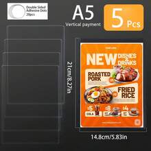 2/5/10pcs Self-Adhesive Sign Holders, Transparent Acrylic Wall-Mounted Photo Frames, A4 A5 A6 Multiple Sizes, Ultra-Thin Reusable Document Menu Protectors, Suitable For Office And Room Decoration - Multiple Specifications - View 24