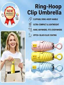 Hanging 5-Fold Mini Umbrella With Ring Buckle, Lightweight Portable Rain & Sun Umbrella, Suitable For Handbags, Backpacks And Outdoor Use - Multicolor - View 6