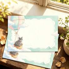 Cute Cat Stationery, 30 Sheets/Pack, Premium Paper With Exquisite Printing, Cat Pattern Decoration, Original Art Design, Floral Border - Rectangle - View 3