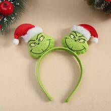 Panini Cute Grinch Plush Decorative Headband, Christmas Hat Design Green Headband, Holiday Costume Accessory, Christmas Party Photo Prop - One Size Fits All - View 3