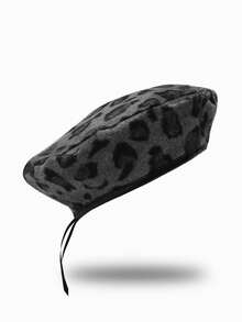 Boho Leopard Print Pattern Contrast Binding Beret - Multicolor - View 17