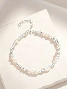 1PC Women's New Cat Charm Pearl Bracelet, Fashionable Lightweight Luxury High-End Wristwear, Stackable Multi-Purpose Accessory - Silver - View 6