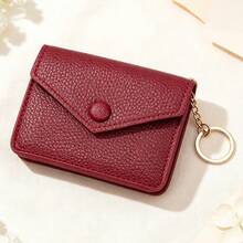Minimalist Coin Purse, Portable Key Ring Coin Bag, Soft Lychee Texture Feel, Multi-Functional Large Capacity Coin & Card Holder, Card Wallet - Multicolor - View 11