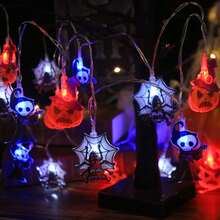 1PC 3M 20LED Witch Spider Pumpkin String Lights, Suitable For Halloween Decoration, Holiday Lighting, Party, Room, Haunted House, Bar Decoration, Patio[Battery Box] - Witch Spider Pumpkin - View 1