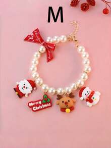 Christmas Adjustable Pet Pearl Necklace, Paired With Christmas Themed Decorative Pendant, Fashionable Pet Gift, Suitable For Cats And Small Dogs - Multicolor - View 11