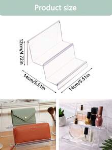 1pc Transparent Acrylic Cosmetic Display Stand, Multi-Functional Wallet Storage Rack, Office Desk Organizer, Handbag And Phone Holder, Desktop Perfume And Lipstick Display Rack, Store Shelf, Jewelry And Mini Doll Display Box - Clear - View 6