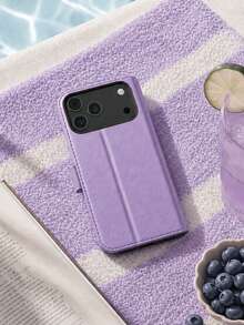 1pc Elegant Purple Multi-Function Wallet Style Apple Phone Case, Apple 17 Pro Max Phone Case With Smart Phone Stand, Card Holder Style Apple 16 Phone Case, Shockproof Anti-Drop Apple 17 Phone Case, Novel Case Reading Apple 13 Phone Case Cover With 3D Embossed Butterfly, Full Coverage Protective Case Compatible With Android Phone Case, Well-Made Phone Case With Credit Card Slot; Galaxy S26 Ultra Phone Case With Smart Phone Stand, Suitable For Daily Use As Birthday Gift, Practical Phone Accessory For Honor Phone Case. - Purple - View 7