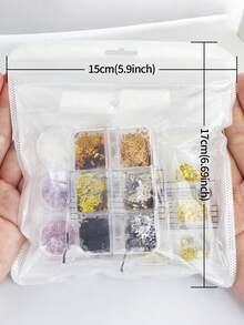 3件組環氧樹脂填充料，美人魚閃亮亮片填充，金屬星星月亮與字母吊飾鑰匙圈矽膠模具填充，DIY手工製作 - 彩色 - 查看 5