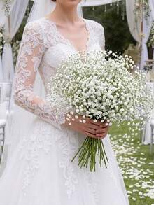 White Artificial Baby's Breath, White Artificial Plastic Material Breathable Flowers, Artificial White Fake Flowers, Large Quantity Artificial Breathable Flower Bouquets, Suitable For Tabletop Decoration, DIY Floral Art, Outdoor Garden Decoration, Wedding Decoration, Home Decoration, Room Decoration, Holiday Decoration, Spring Decoration, Summer Decoration, Essential For Spring And Summer, Autumn Decoration, Autumn Flower Bouquets, Wedding Bouquets. - Multicolor - View 3