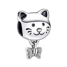 1pc Vintage Silver Plated Large Hole Bead Cat Dog Turtle Bee Animal Hollow Heart Shape Pendant, Handmade Jewelry, Suitable For Girls Bracelet Gift - Silver - View 16
