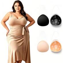 1 Pair Plus Size Self-Adhesive Breast Lift Pads, Reusable Invisible Breast Shaping Pads, Seamless Design - Multicolor - View 1