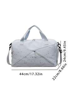 Women's Large Capacity Travel Luggage Bag With Starry Print Pattern, Multiple Exterior Pockets, Fabric Material, Detachable Adjustable Wide Strap, Multi-Compartment Storage With Multiple Zippers, Fresh Minimalist Style, Versatile Handheld Crossbody Sports Bag For Short Trips, Fitness, Outings, School, Commuting - View 3