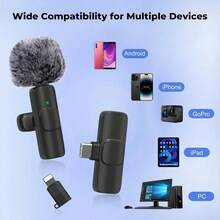 Wireless Lavalier Microphone Compatible With Iphone And Android, Widely Applicable, Noise Reduction And Clear Sound Quality, Suitable For Podcasts, Video Recording, Live Streaming, Vlogs - View 7