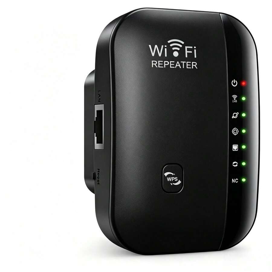 1 Pieza Repetidor WiFi Amplificador de Señal Inalámbrica 300Mbps, extensor de rango con puerto Ethernet, configuración de un clic, cobertura amplia para hogar, compatible con routers domésticos, nuevo modelo 2026 - Negro clásico - Ver 1
