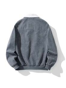 Men's Autumn/Winter Fashion Casual Corduroy Jacket, Minimalist Versatile Stylish Men's Jacket Coat, Suitable For Daily Commute And Vacation - Grey - View 4