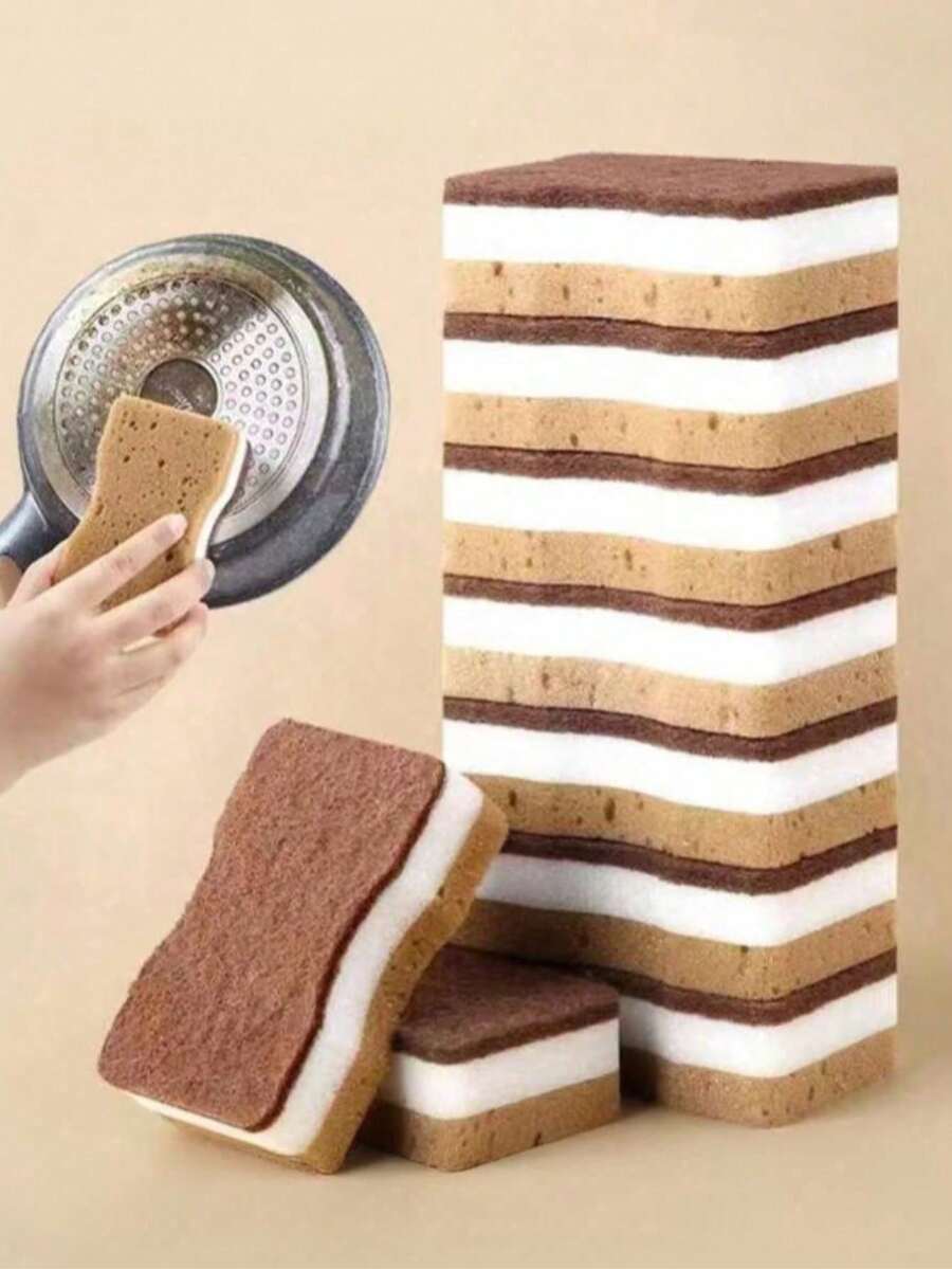 1/6/12/24 Lap Spons Tebal dan Tahan Lama, Spons Pembersih Serat Alami, Alat Pembersih, Cocok untuk Peralatan Makan. Cocok untuk Dapur, Kamar Mandi, Rumah Tangga, Pembersihan Kerak Wastafel, dan Membersihkan Noda Minyak Membandel pada Kompor. Daya Pembersih yang Kuat. - MultiWarna - View 1