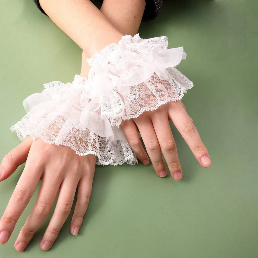 1 buah Penutup Lengan Berenda Berlapis-lapis Gaya Lolita untuk Wanita, Penutup Lengan untuk Pertunjukan Tari Sekolah, Penutup Pergelangan Tangan untuk Menyembunyikan Bekas Luka - 1 pasang - View 1
